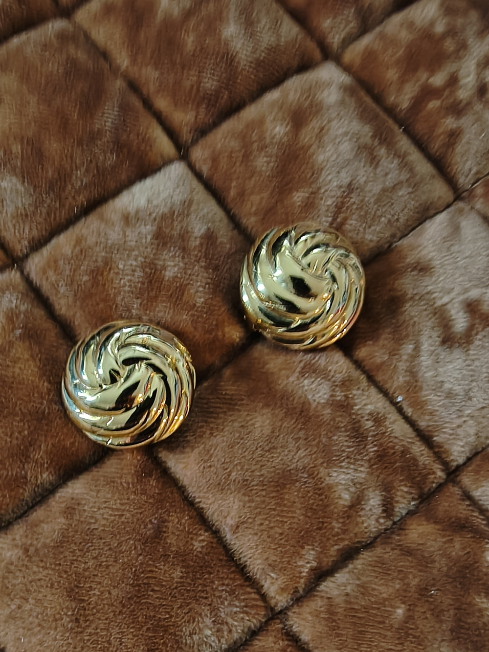 Classic Gold Swirl Button Earrings for Women